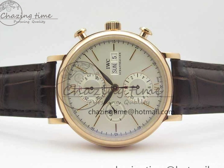 MIROTIME 0102 Efficient Portofino Chrono RG ZF 1:1 Best Edition White Dial on Brown Leather Strap A 7151